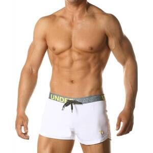 NEW JUNK UNDERJEANS sprint short swimwear trunk in white